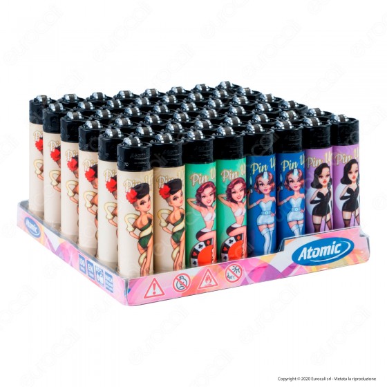 Accendini a Pietrina Atomic Maxi Fantasia Pin Up - Box da 48 Accendini a Pietrina Atomic Maxi Fantasia Pin Up - Box da 48