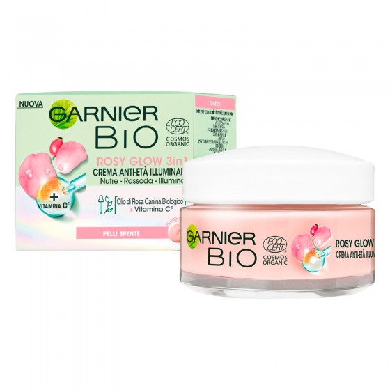 Garnier Bio Rosy Glow 3in1 Crema Anti Età Illuminante - Barattolo da Garnier Bio Rosy Glow 3in1 Crema Anti Età Illuminante - Barattolo da