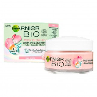 Garnier Bio Rosy Glow 3in1 Crema Anti Età Illuminante - Barattolo da
