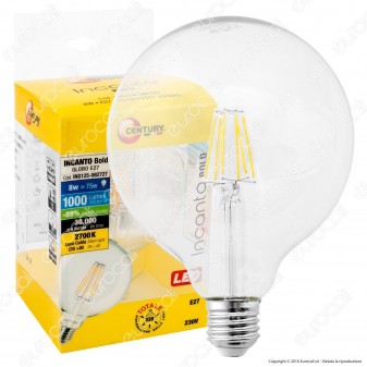 Century Incanto Lampadina LED E27 8W Globo G125 Filamento [TERMINATO]