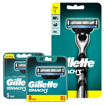 Gillette Mach3 Rasoio Uomo a 3 Lame + 15 Lamette di Ricambio
