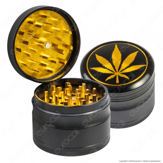 Grinder Champ High Tritatabacco in Metallo 4 Parti Foglia Dorata Grinder Champ High Tritatabacco in Metallo 4 Parti Foglia Dorata