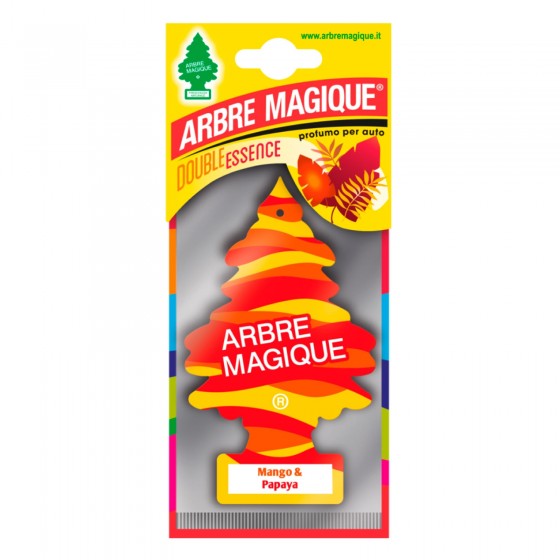 Arbre Magique Double Essence Profumatore Solido per Auto Fragranza Mango e Papaya Lunga Durata