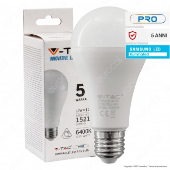 V-Tac VT-217D Lampadina LED E27 17W Bulb A65 Dimmerabile - SKU 20190\WDMYCLOUDEX4100InserzioniLampadineV-Tac LPLP 818