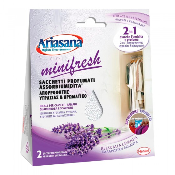Ariasana Minifresh Sacchetti Profumati Lavanda Assorbiumidità per Ariasana Minifresh Sacchetti Profumati Lavanda Assorbiumidità per