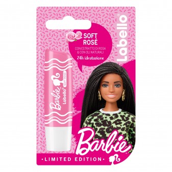Labello Soft Rosé Barbie Limited Edition Balsamo Idratante Labbra Burrocacao con Estratto di Rosa - Confezione da 1pz