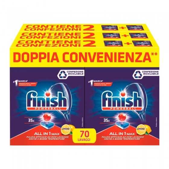 Finish Powerball Tutto in 1 Max al Limone per Lavastoviglie - 210 Finish Powerball Tutto in 1 Max al Limone per Lavastoviglie - 210