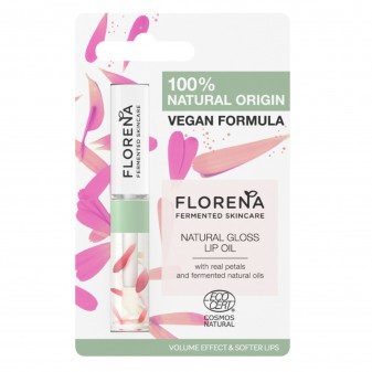 Florena Fermented Skincare Olio Labbra Volumizzante Effetto Gloss Formula Vegan con Petali di Elicriso - Flacone da 5ml