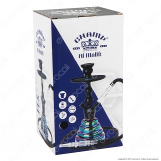 Champ Al Malik Fes Narghilè Shisha in Vetro Cromato Rainbow 1 Hose