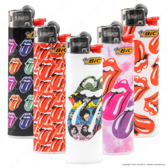 Bic Slim J23 Fantasia Rolling Stones - 5 Accendini Bic Slim J23 Fantasia Rolling Stones - 5 Accendini