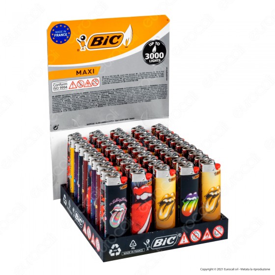 Bic Maxi J26 Grande Fantasia Rolling Stones - Box da 50 Accendini Bic Maxi J26 Grande Fantasia Rolling Stones - Box da 50 Accendini