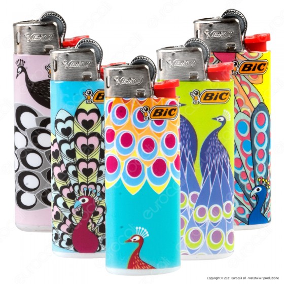 Bic Mini J25 Piccolo Fantasia Peacock - 5 Accendini Bic Mini J25 Piccolo Fantasia Peacock - 5 Accendini