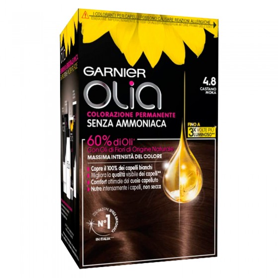 Garnier Olia Tinta Permanente per Capelli 4.8 Castano Moka Senza Garnier Olia Tinta Permanente per Capelli 4.8 Castano Moka Senza