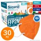 Sicura Protection 30 Mascherine Small Colore Arancione Elastici Bianchi Monouso Protezione Certificato FFP2 NR