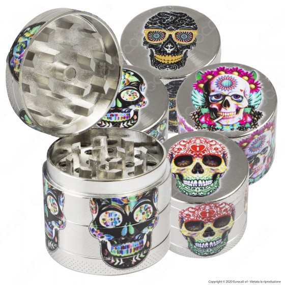 Grinder Champ High Tritatabacco Mini in Metallo 4 Parti Silver Skull Grinder Champ High Tritatabacco Mini in Metallo 4 Parti Silver Skull