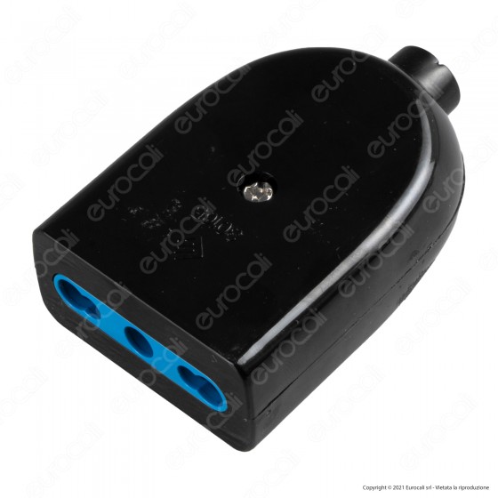 Ecova Presa Singola 10/16A 2P+T con Uscita Cavo Dritta Colore Nero - Ecova Presa Singola 10/16A 2P+T con Uscita Cavo Dritta Colore Nero -