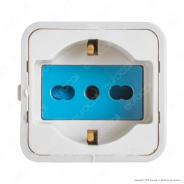 Ecova Adattatore con 1 Spina CEE industriale 2P+T e 1 Presa SCHUKO +