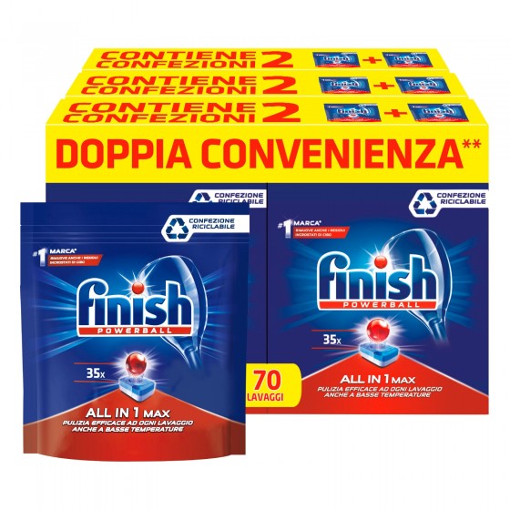 Finish Powerball Tutto in 1 Max Regular per Lavastoviglie - 210 Finish Powerball Tutto in 1 Max Regular per Lavastoviglie - 210