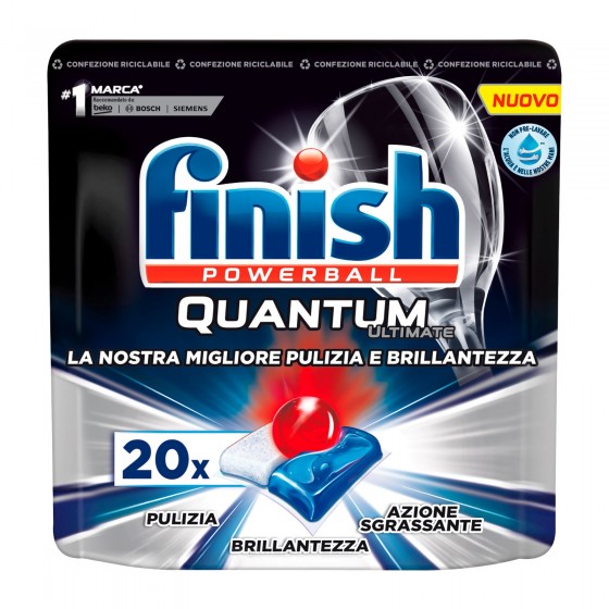 Finish Powerball Quantum Ultimate per Lavastoviglie - 20 Pastiglie Finish Powerball Quantum Ultimate per Lavastoviglie - 20 Pastiglie