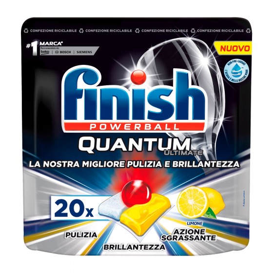 Finish Powerball Quantum Ultimate al Limone per Lavastoviglie - 20 Finish Powerball Quantum Ultimate al Limone per Lavastoviglie - 20