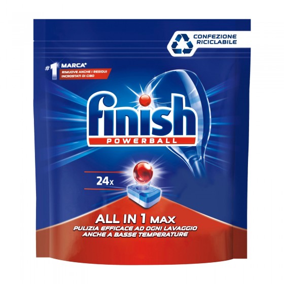 Finish Powerball Tutto in 1 Max per Lavastoviglie - 24 Pastiglie Finish Powerball Tutto in 1 Max per Lavastoviglie - 24 Pastiglie