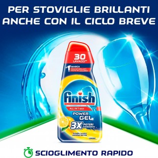 Finish Power Gel All in 1 Max al Limone per Lavastoviglie - 3 Flaconi