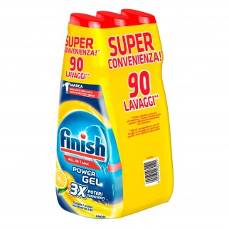 Finish Power Gel All in 1 Max al Limone per Lavastoviglie - 3 Flaconi