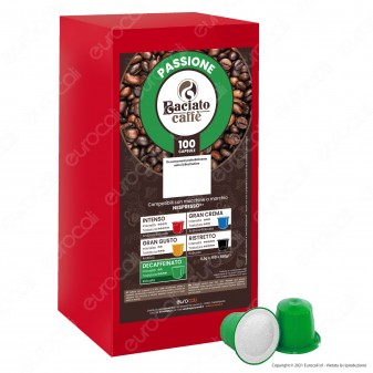 Baciato Caffè Linea Passione Decaffeinato Cialde Compatibili Nespresso - Confezione da 100 Capsule
