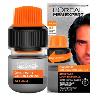 L'Oréal Men Expert One Twist Colorazione All-in-One Tinta per Uomo Colore Castano Scuro Naturale