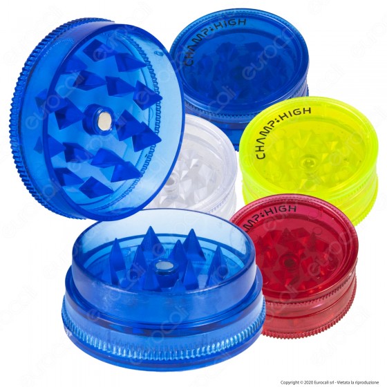 Champ Mini Grinder Tritatabacco 3 Parti in Plastica Trasparente Champ Mini Grinder Tritatabacco 3 Parti in Plastica Trasparente