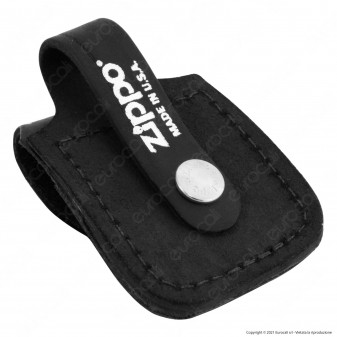 Custodia Zippo in Vera Pelle per Accendini Cuoio Nera Logo Harley