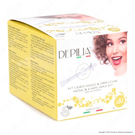 Depilia Kit Cera Depilatoria per Naso e Orecchie con Applicatori Depilia Kit Cera Depilatoria per Naso e Orecchie con Applicatori
