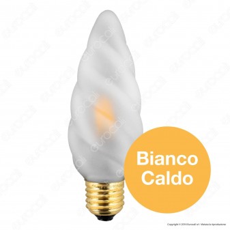 Girard Sudron Lampadina LED E27 4W Candela Fiamma Satinata Filamento