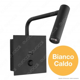 V-Tac PRO VT-2943 Lampada da Muro Wall Light LED CREE 3W Colore Nero con USB - SKU 1487