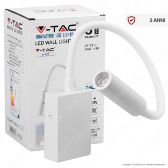 V-Tac PRO VT-2913 Lampada da Muro Wall Light LED CREE 3W Colore Bianco - SKU 1486