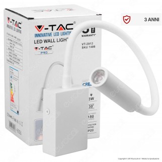 V-Tac PRO VT-2913 Lampada da Muro Wall Light LED CREE 3W Colore Bianco - SKU 1486