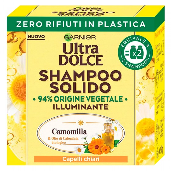 Garnier Ultra Dolce Shampoo Solido alla Camomilla e Olio di Calendula Garnier Ultra Dolce Shampoo Solido alla Camomilla e Olio di Calendula