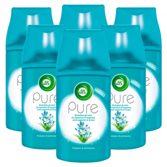 Kit Risparmio Air Wick Pure Freshmatic Profumo di Primavera - 6 Ricariche Spray da 250ml cad. Kit Risparmio Air Wick Pure Freshmatic Profumo di Primavera - 6 Ricariche Spray da 250ml cad.