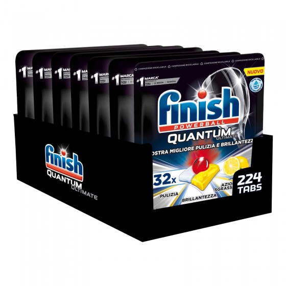 Finish Powerball Quantum Ultimate al Limone Detersivo in Tabs per Finish Powerball Quantum Ultimate al Limone Detersivo in Tabs per