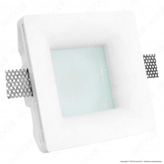 Portafaretto Quadrato da Incasso in Gesso e Vetro per Lampadine GU10
