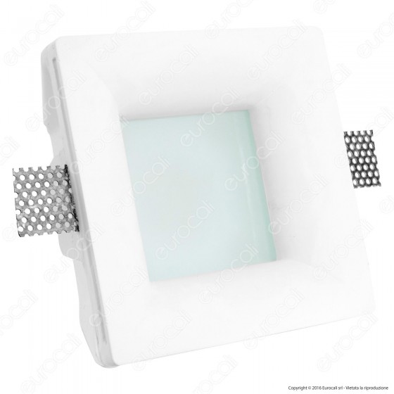 Portafaretto Quadrato da Incasso in Gesso e Vetro per Lampadine GU10 Portafaretto Quadrato da Incasso in Gesso e Vetro per Lampadine GU10