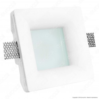Portafaretto Quadrato da Incasso in Gesso e Vetro per Lampadine GU10