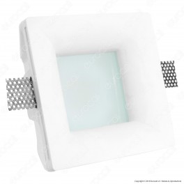 Portafaretto Quadrato da Incasso in Gesso e Vetro per Lampadine GU10