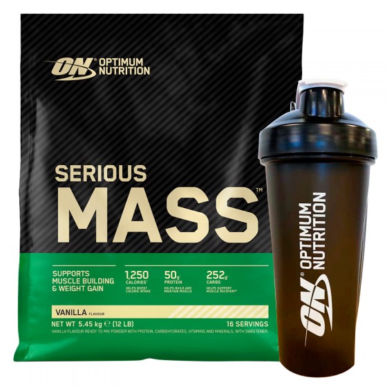 Optimum Nutrition Serious Mass Proteine Whey alla Vaniglia con Shaker Optimum Nutrition Serious Mass Proteine Whey alla Vaniglia con Shaker