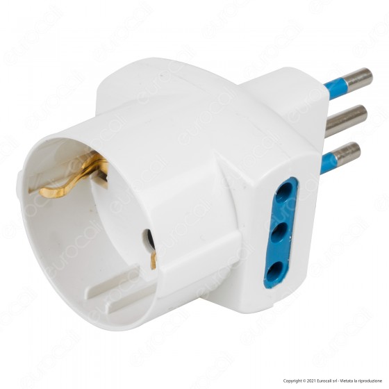 Ecova Adattatore Triplo con 1 Presa Schuko + 10A 2P+T e 2 Prese Ecova Adattatore Triplo con 1 Presa Schuko + 10A 2P+T e 2 Prese