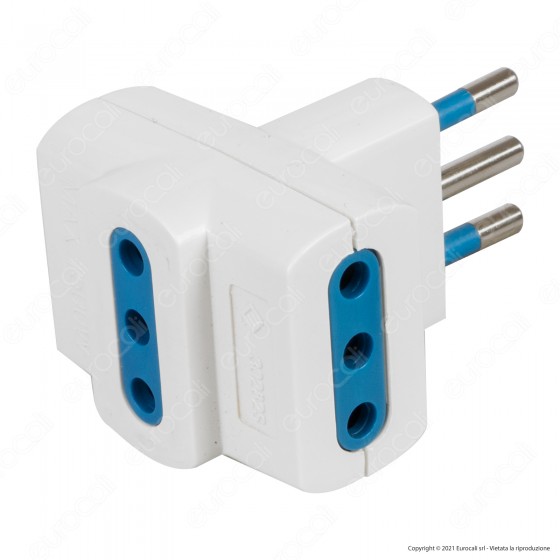 Ecova Adattatore Triplo con 1 Presa Centrale 10A 2P+T e 2 Laterali Ecova Adattatore Triplo con 1 Presa Centrale 10A 2P+T e 2 Laterali