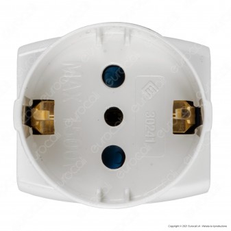 Ecova Adattatore Triplo con 1 Presa Centrale Schuko + 10A 2P+T e 2