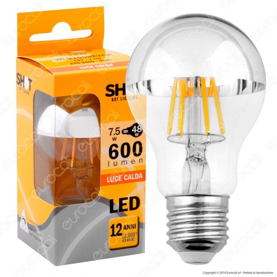 Bot Lighting Lampadina LED E27 7,5W Bulb A60 Filamento Cromata Bot Lighting Lampadina LED E27 7,5W Bulb A60 Filamento Cromata