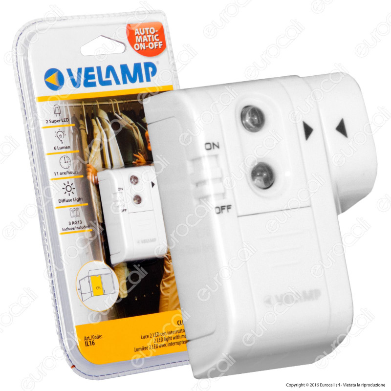 Velamp IL16 Punto Luce con Magnete 2 LED a Batteria - mod.IL16