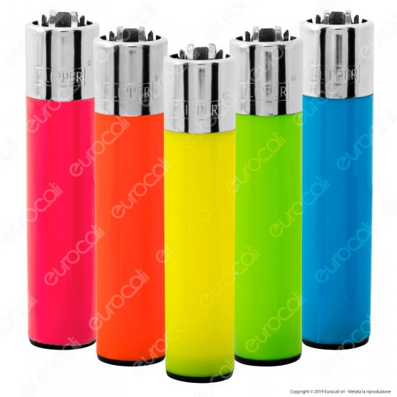 Clipper Large Fantasia Solid Fluo Mix - Serie da 4 Accendini Clipper Large Fantasia Solid Fluo Mix - Serie da 4 Accendini